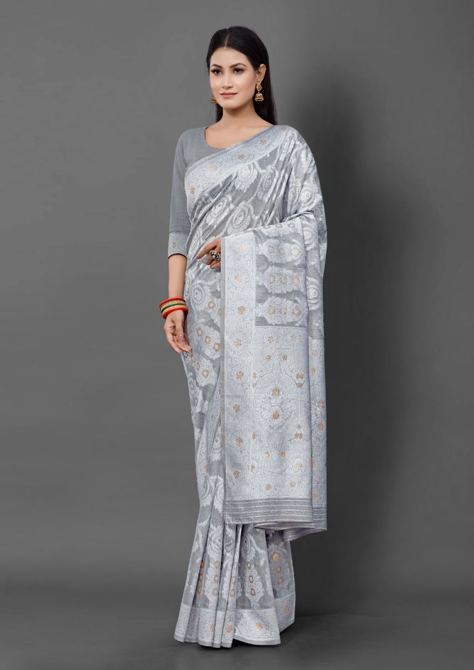 Apple Linen Jacquard 34 Casual Wear Wholesale Cotton Silk Sarees
